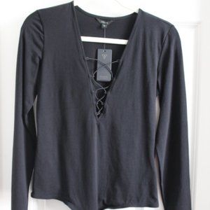 Guess Plunge Neck Bodysuit - Size Medium